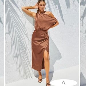 Elegant Brown ViCi One-Shoulder Dress
